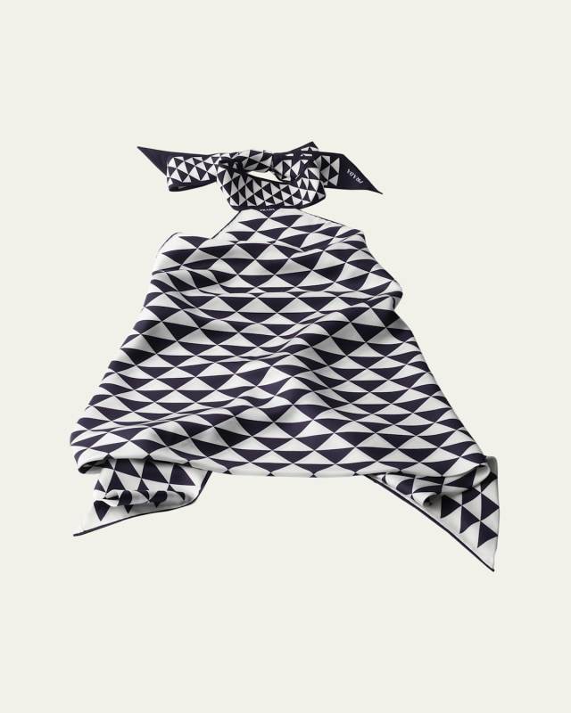 Triangle-Print Silk Halter Top
